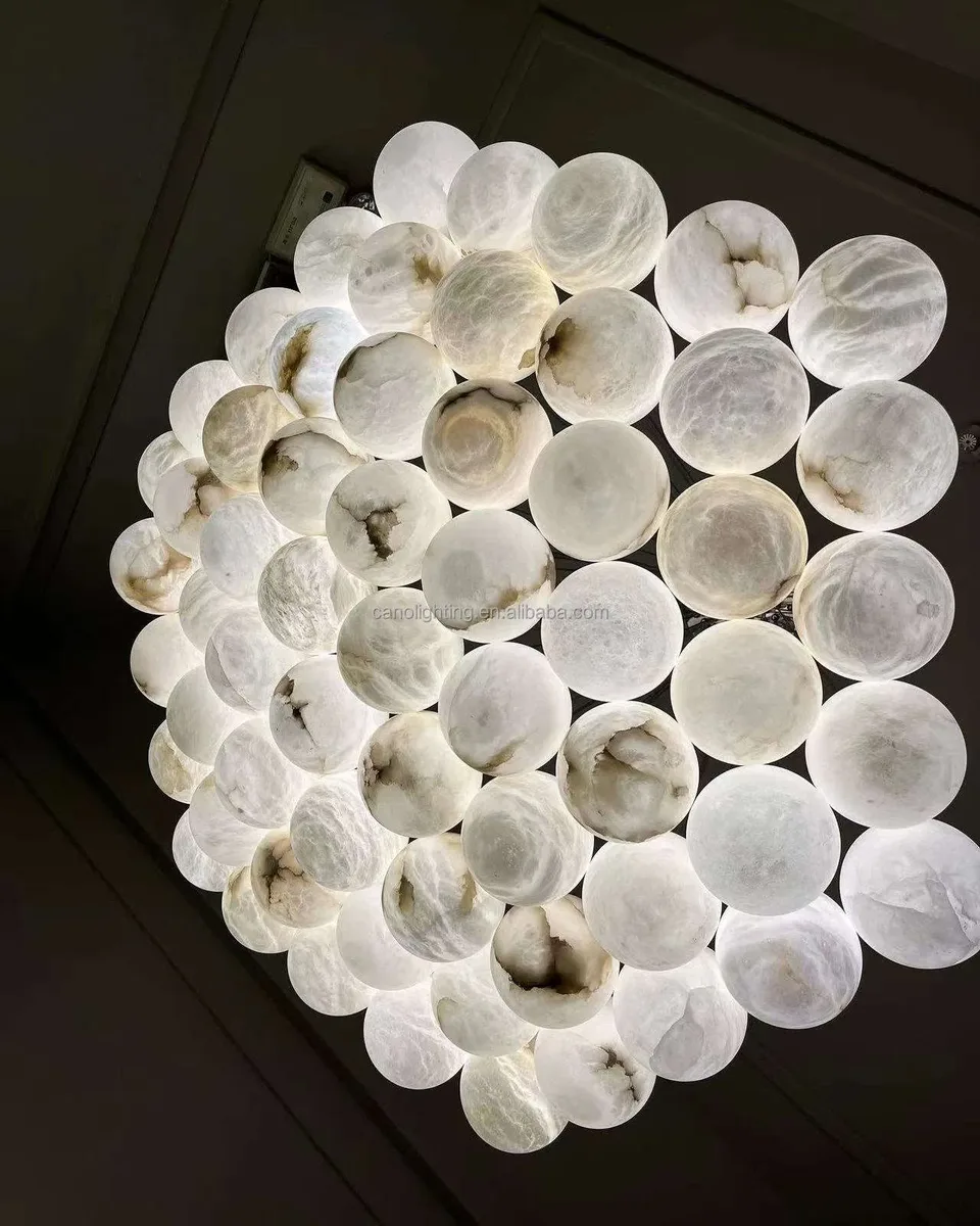 Lustre en albâtre Fomalhaut, dôme de disques, vue 4 sur 6