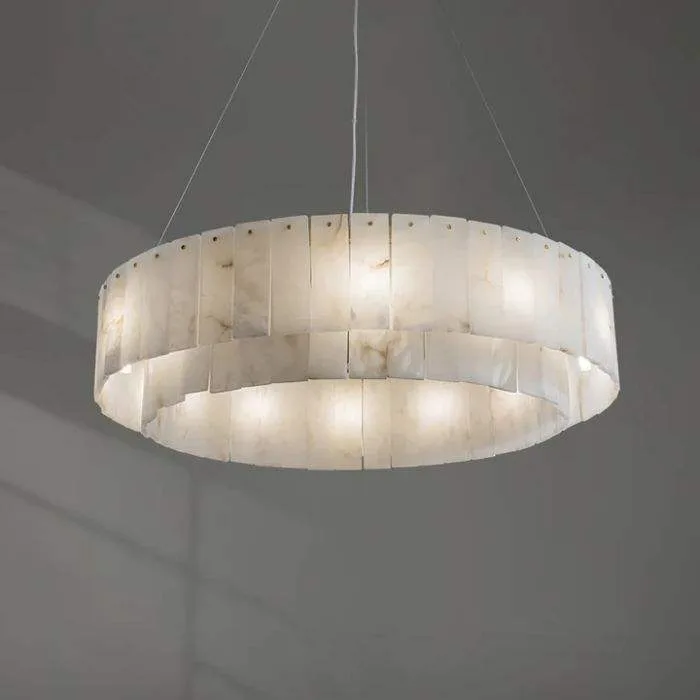 Lustre en albâtre Gacrux, tambour de plaques, vue 4 sur 6