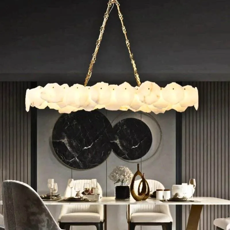 Lustre en albâtre Hadar, nuage ovale