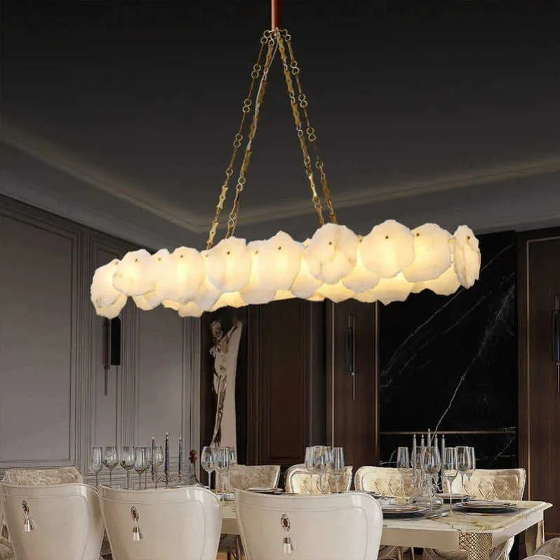 Lustre en albâtre Hadar, nuage ovale, vue 3 sur 6
