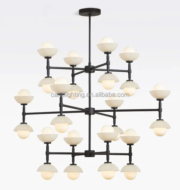 Lustre en albâtre Hamal, à bras et coupoles