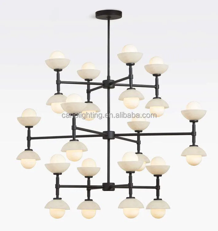Lustre en albâtre Hamal, à bras et coupoles