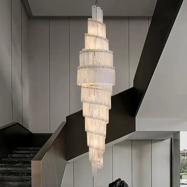 Lustre en albâtre Markab, spirale de grande hauteur