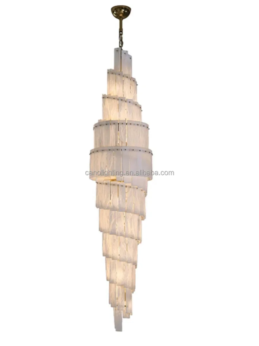 Lustre en albâtre Markab, spirale de grande hauteur, vue 2 sur 6