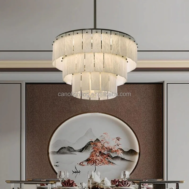 Lustre en albâtre Markab, spirale de grande hauteur, vue 4 sur 6