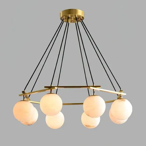 Lustre en albâtre Menkar, couronne de globes