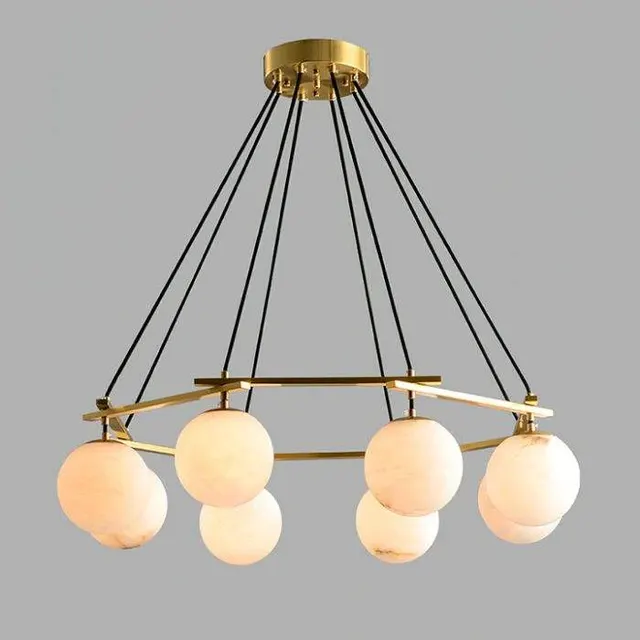Lustre en albâtre Menkar, couronne de globes
