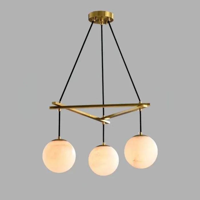 Lustre en albâtre Menkar, couronne de globes, vue 4 sur 6