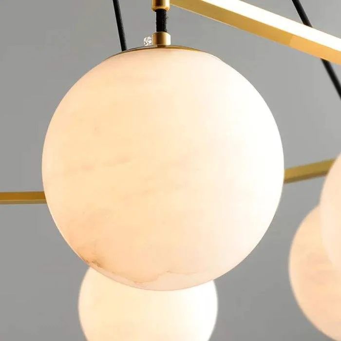 Lustre en albâtre Menkar, couronne de globes, vue 5 sur 6