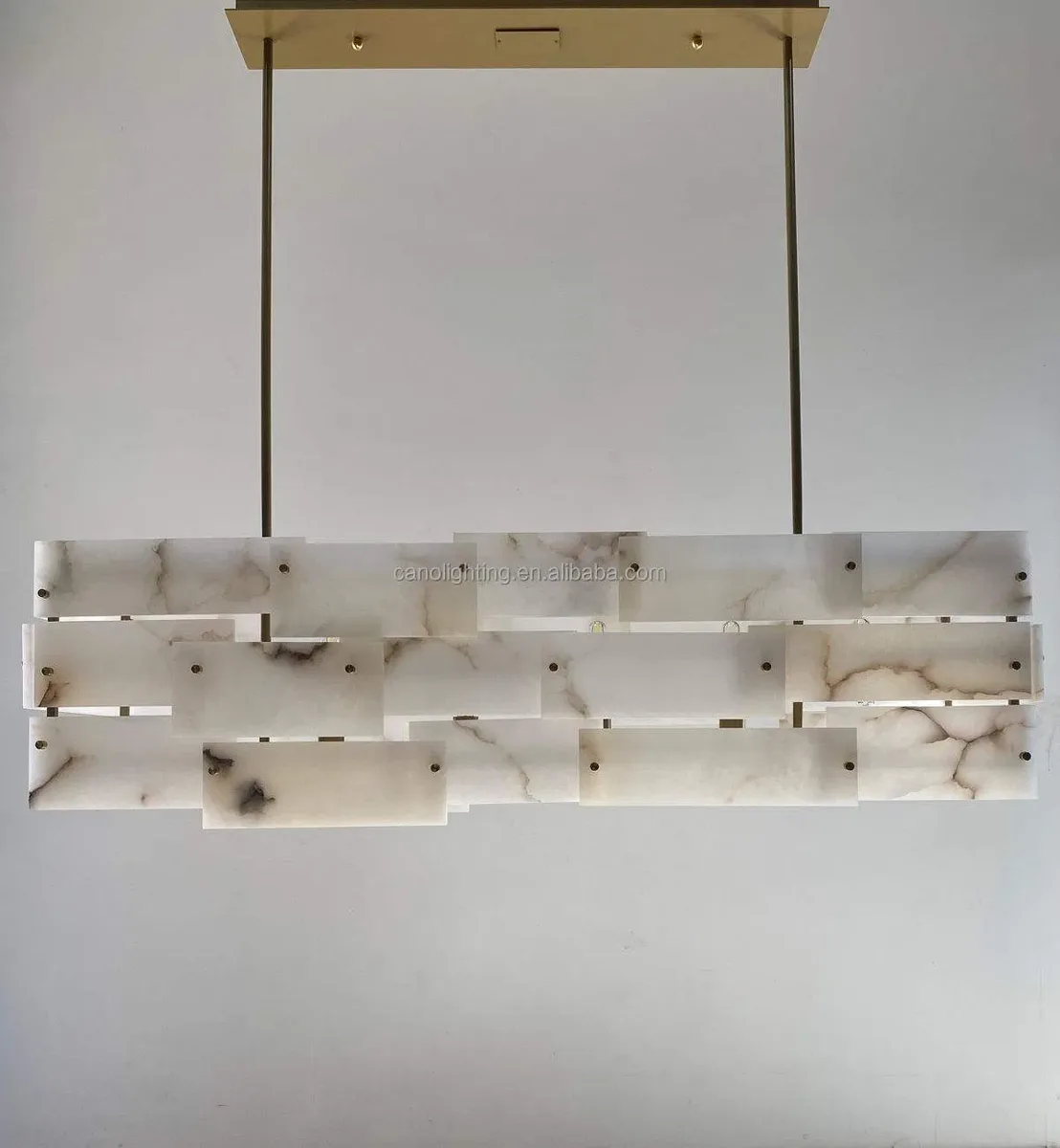Lustre en albâtre Mintaka, caisson de plaques, vue 2 sur 6