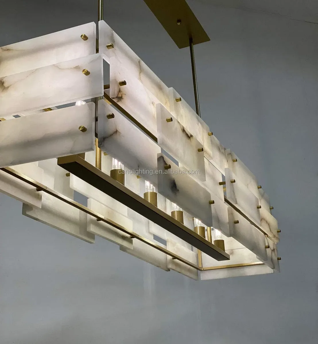 Lustre en albâtre Mintaka, caisson de plaques, vue 3 sur 6