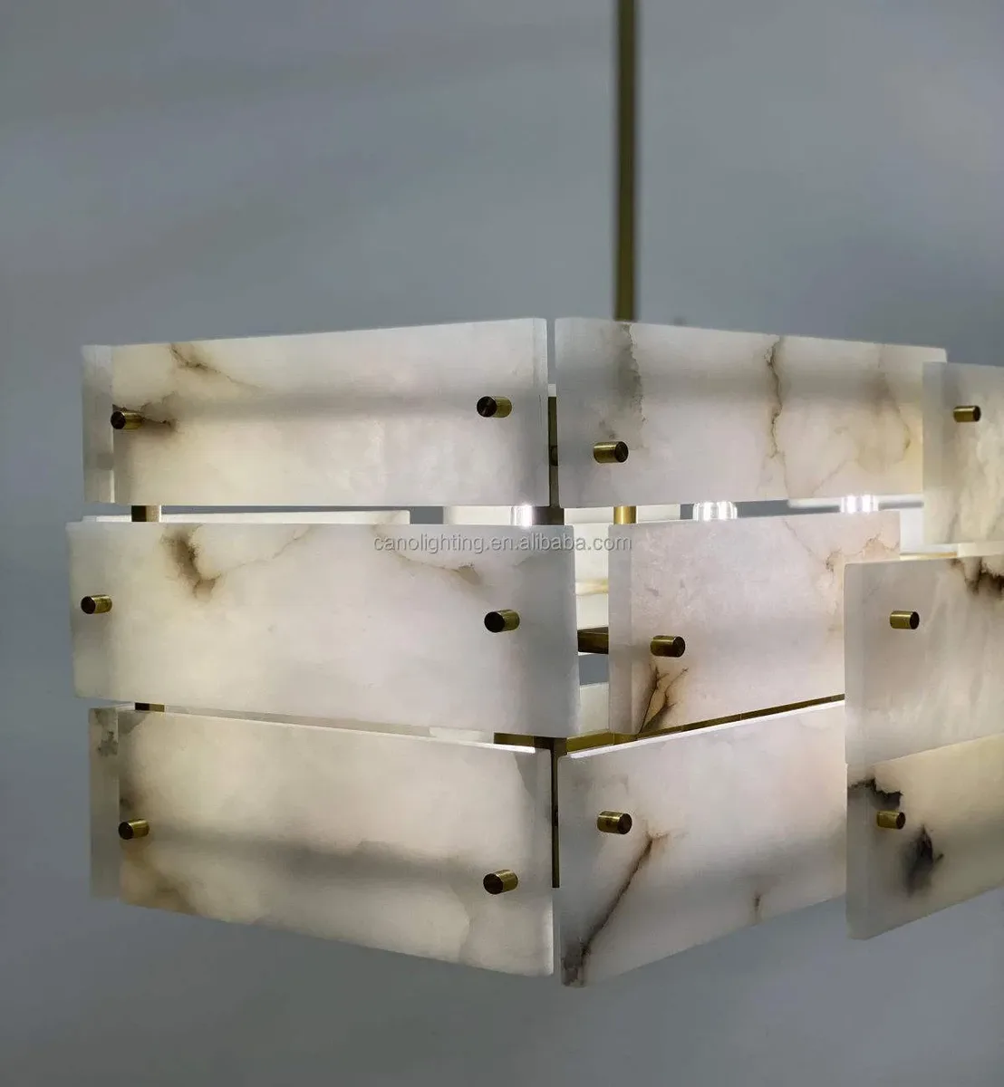 Lustre en albâtre Mintaka, caisson de plaques, vue 4 sur 6
