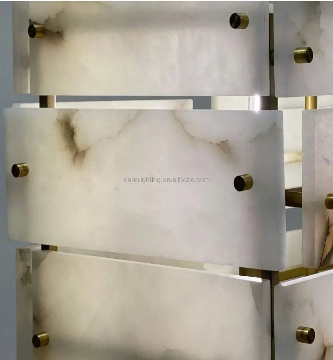 Lustre en albâtre Mintaka, caisson de plaques, vue 6 sur 6