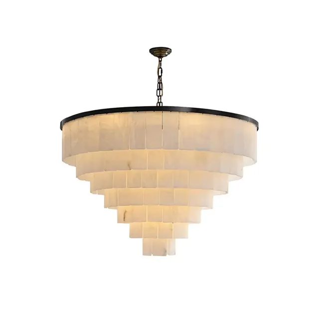 Lustre en albâtre Mirach, conique à étages