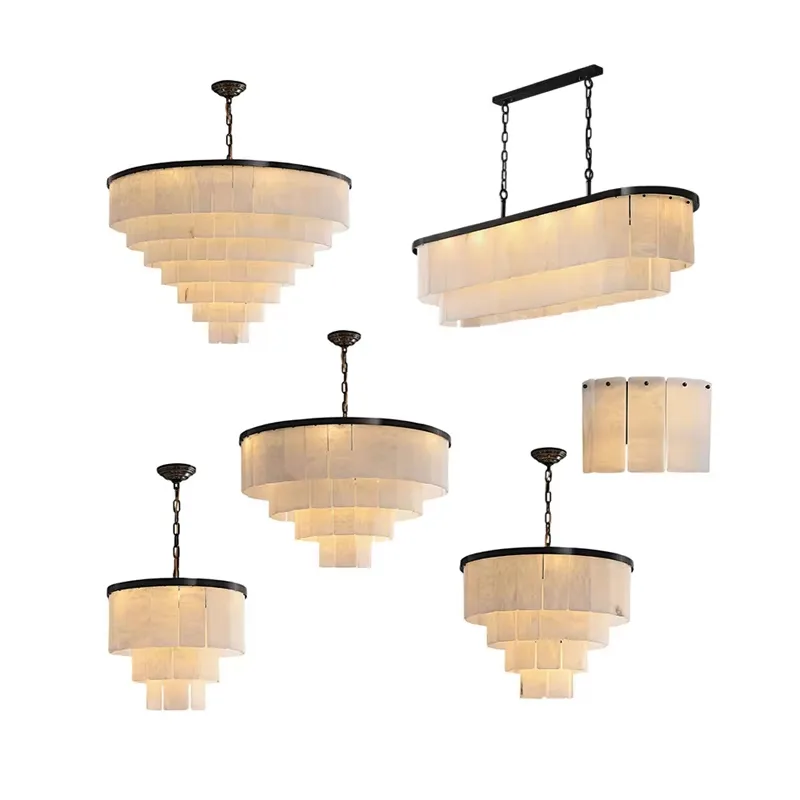 Lustre en albâtre Mirach, conique à étages, vue 2 sur 6