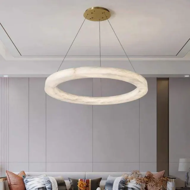 Lustre en albâtre Nunki, anneau lumineux
