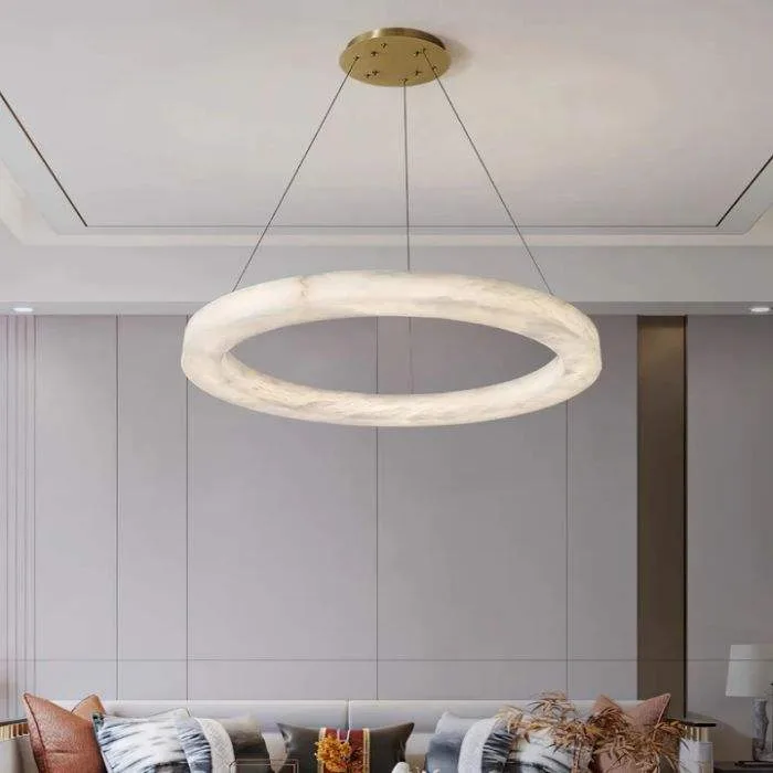 Lustre en albâtre Nunki, anneau lumineux