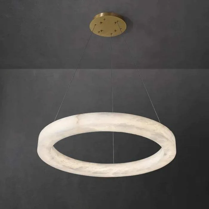 Lustre en albâtre Nunki, anneau lumineux, vue 2 sur 6