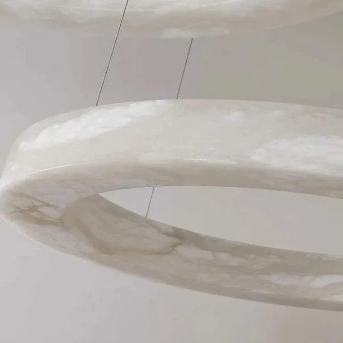 Lustre en albâtre Nunki, anneau lumineux, vue 5 sur 6