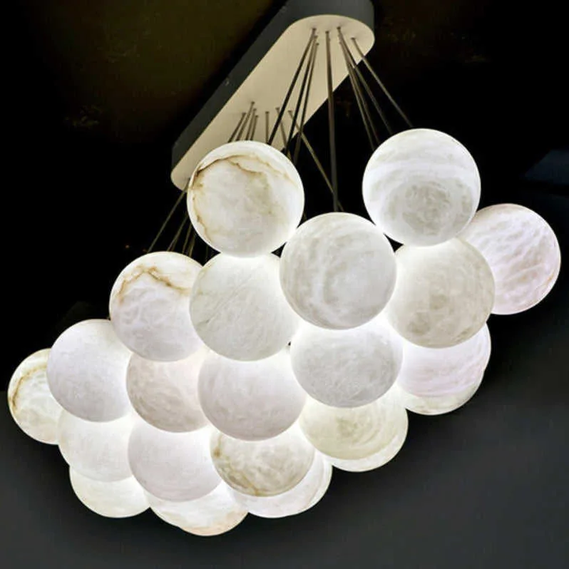 Lustre en albâtre Phecda, nuage de disques