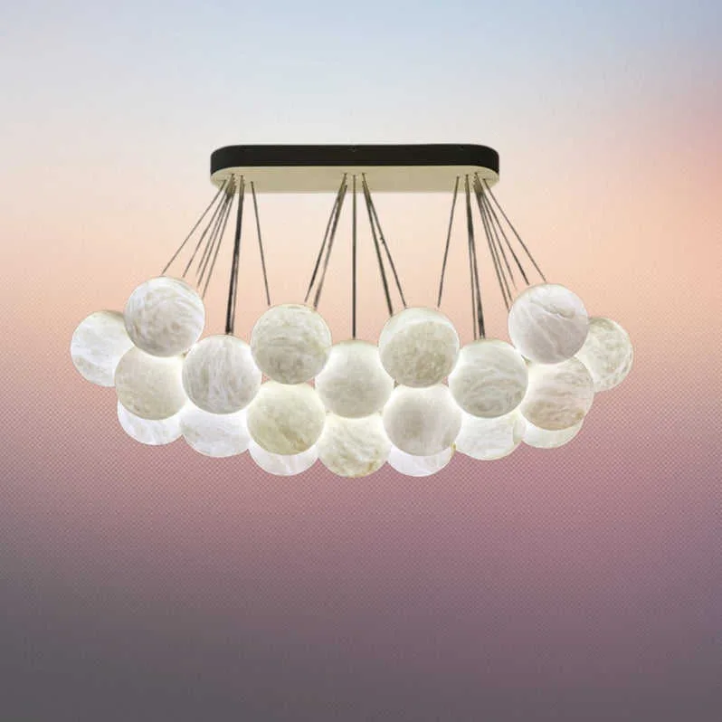 Lustre en albâtre Phecda, nuage de disques, vue 2 sur 6