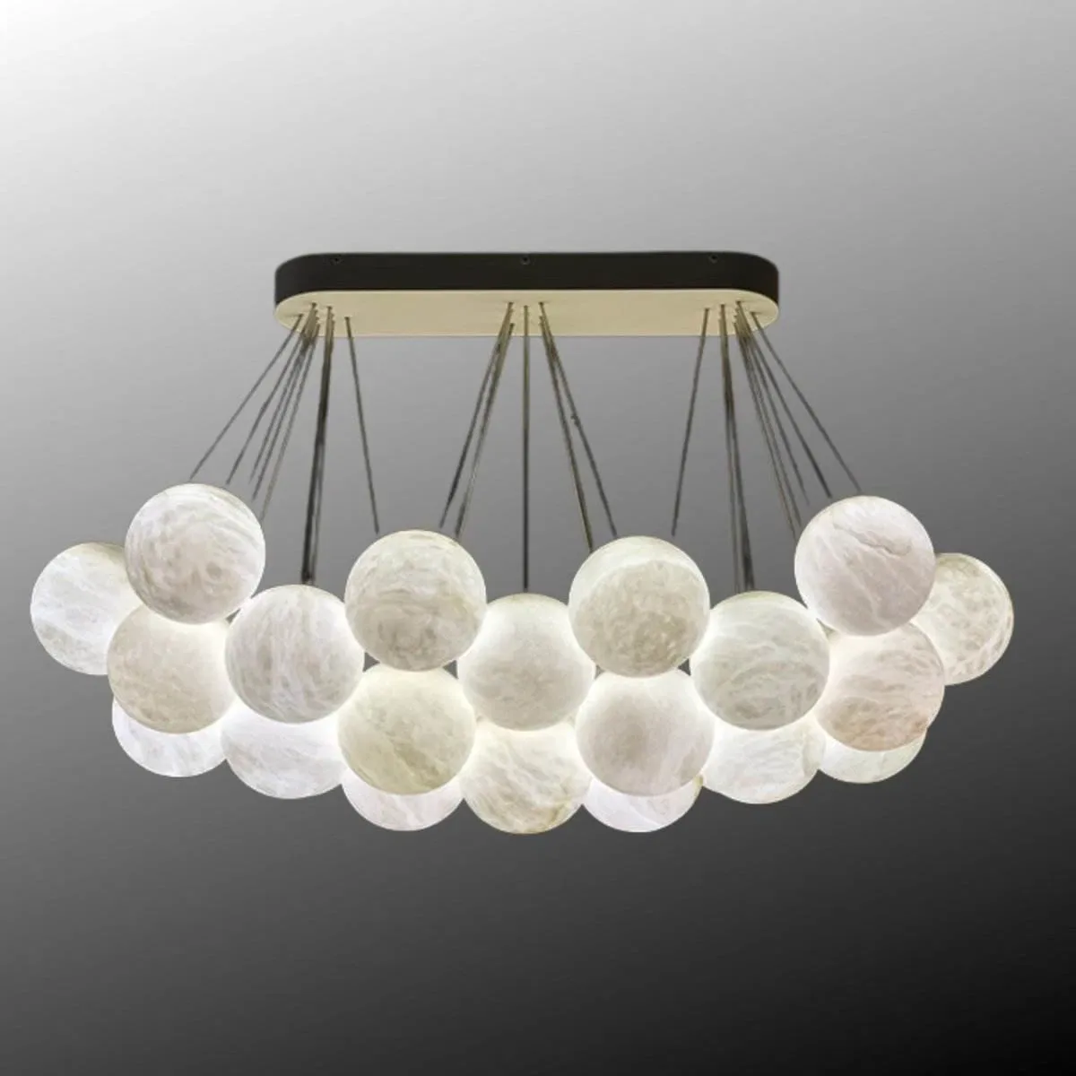 Lustre en albâtre Phecda, nuage de disques, vue 3 sur 6