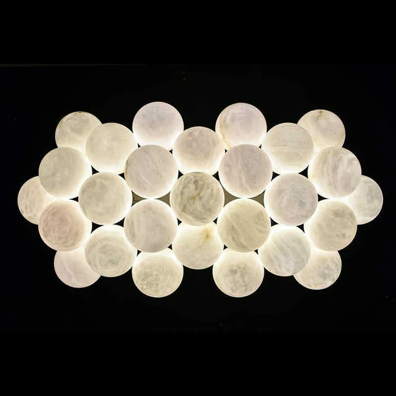 Lustre en albâtre Phecda, nuage de disques, vue 4 sur 6