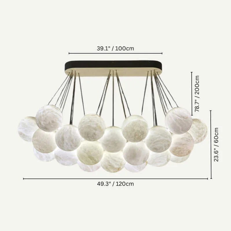 Lustre en albâtre Phecda, nuage de disques, vue 5 sur 6