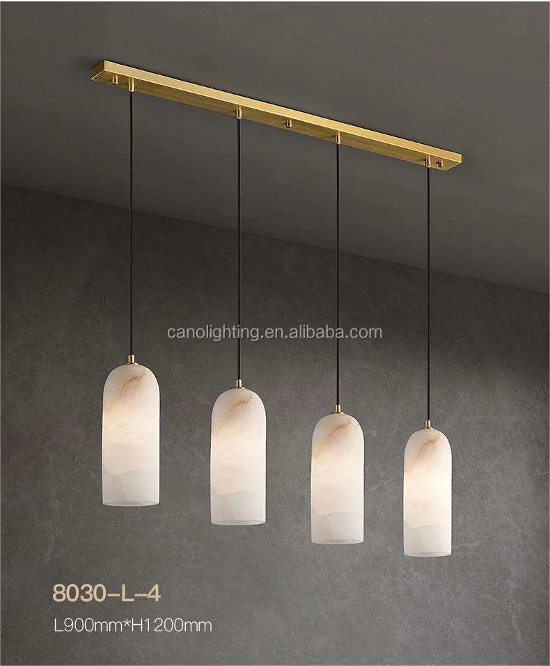 Lustre en albâtre Saïph, en cascade de cylindres, vue 5 sur 6