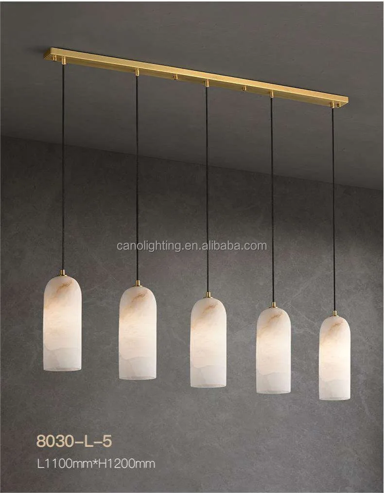 Lustre en albâtre Saïph, en cascade de cylindres, vue 6 sur 6