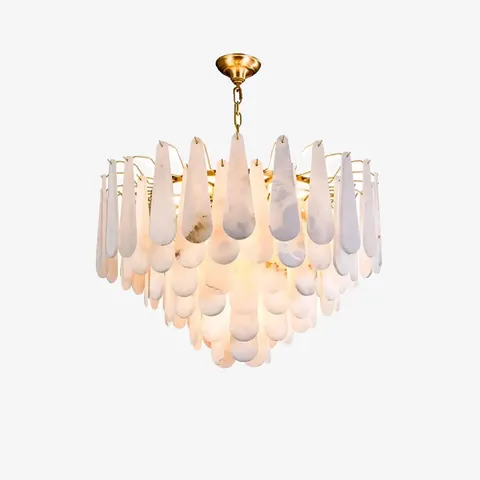 Lustre en albâtre Scheat, à feuilles d'albâtre