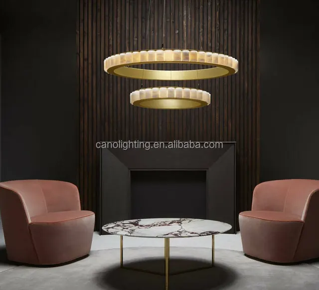 Lustre en albâtre Shaula, double halo