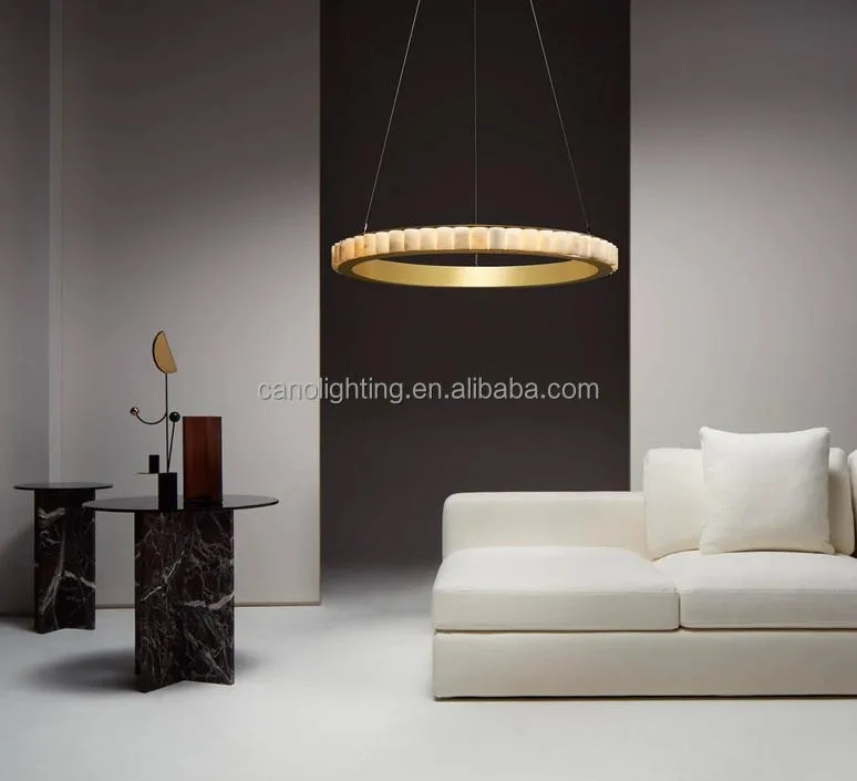 Lustre en albâtre Shaula, double halo, vue 2 sur 6