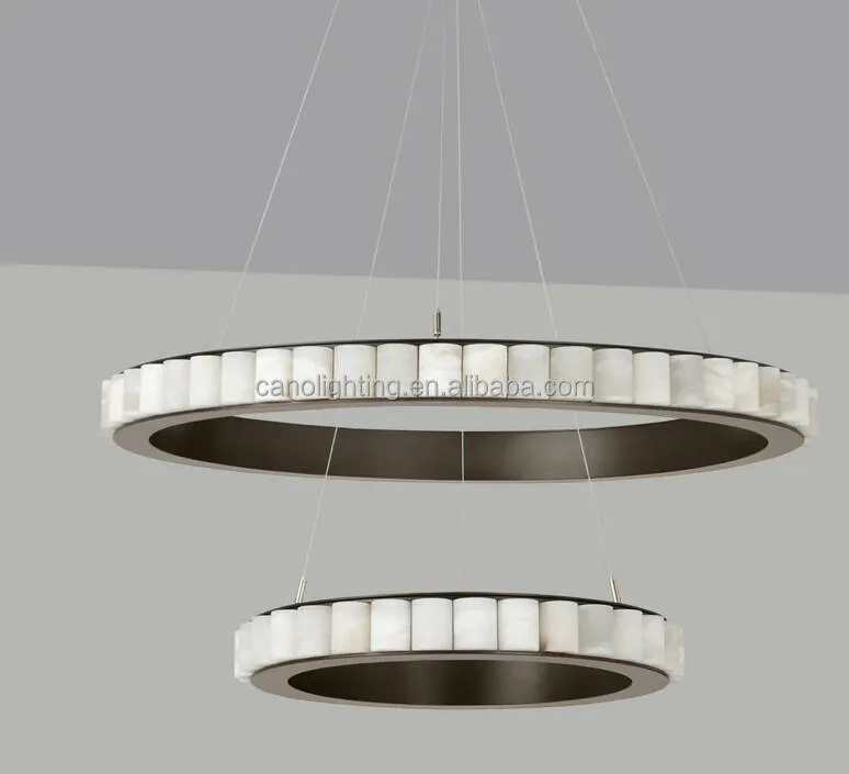 Lustre en albâtre Shaula, double halo, vue 4 sur 6