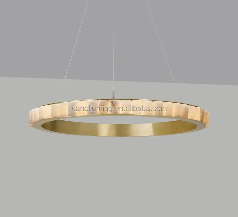 Lustre en albâtre Shaula, double halo, vue 5 sur 6