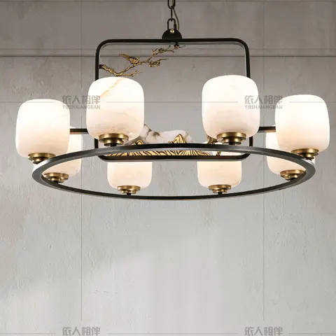 Lustre en albâtre Zosma, couronne noire