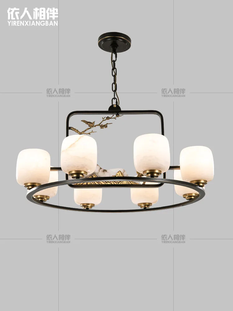 Lustre en albâtre Zosma, couronne noire, vue 2 sur 6