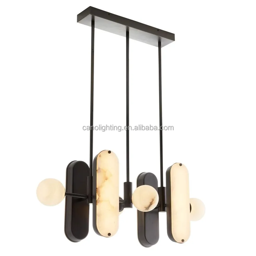 Suspension en albâtre Andromède, capsules et globes, vue 3 sur 6