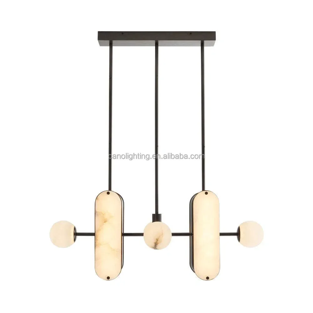Suspension en albâtre Andromède, capsules et globes, vue 4 sur 6