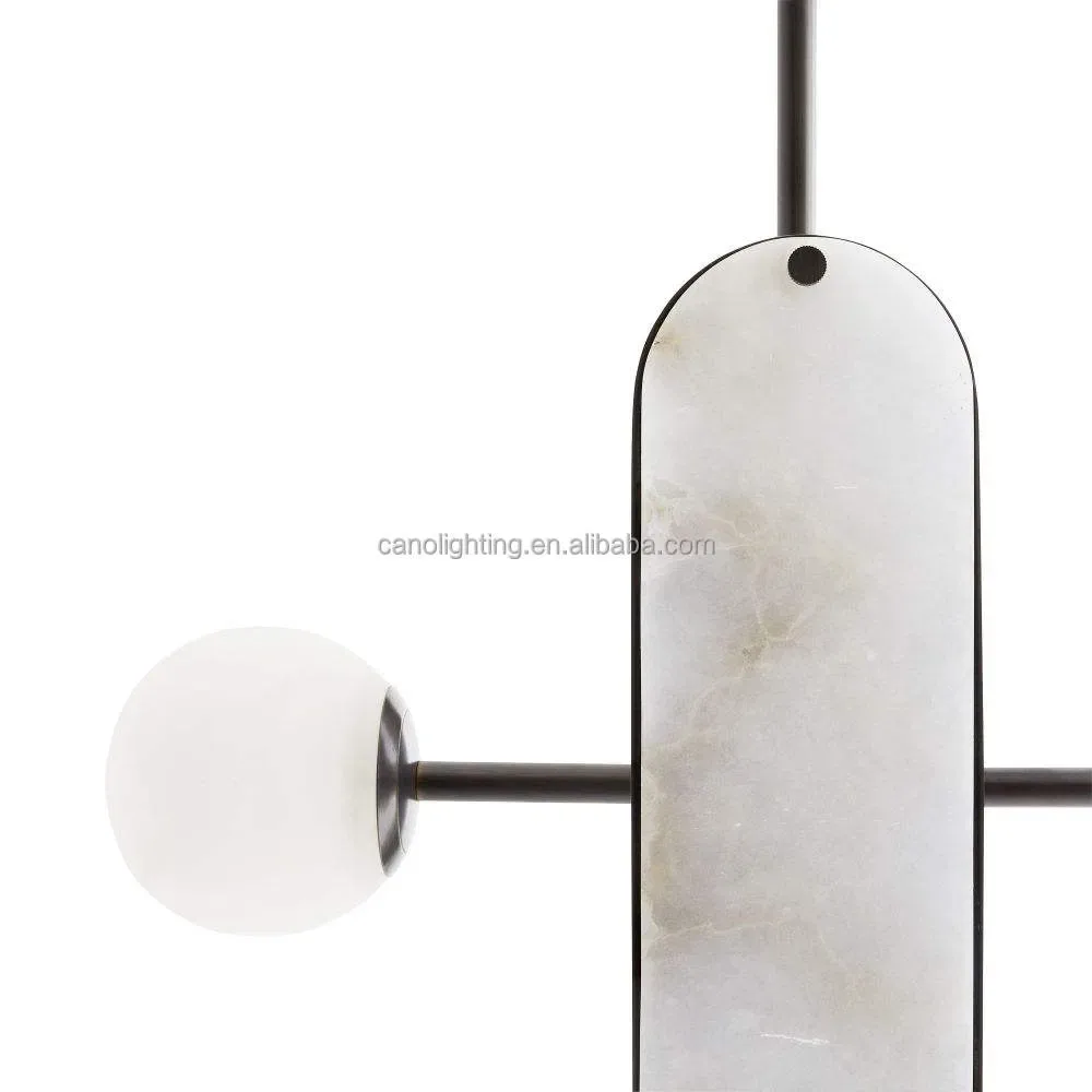 Suspension en albâtre Andromède, capsules et globes, vue 6 sur 6