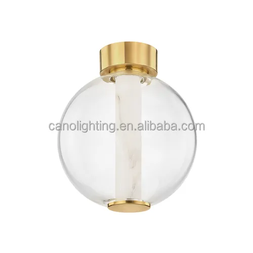 Suspension en albâtre Astérope, globe de verre, vue 5 sur 6