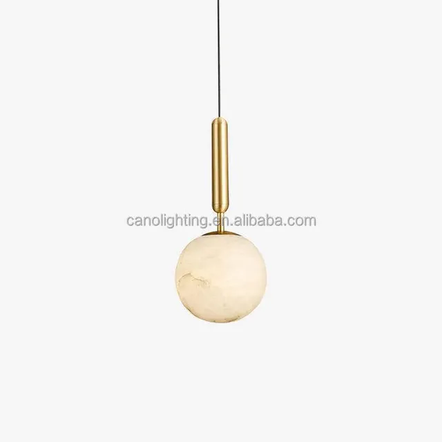 Suspension en albâtre Castor, sphère à tige de laiton