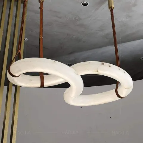 Suspension en albâtre Licorne, double anneau