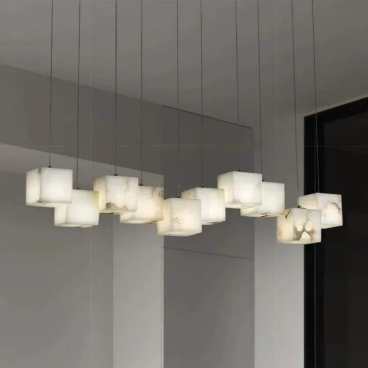 Suspension en albâtre Polaris, rangée de cubes, vue 4 sur 6