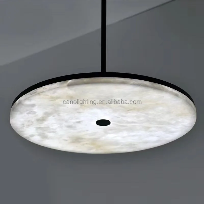 Suspension en albâtre Rigel, disque plat, vue 4 sur 6